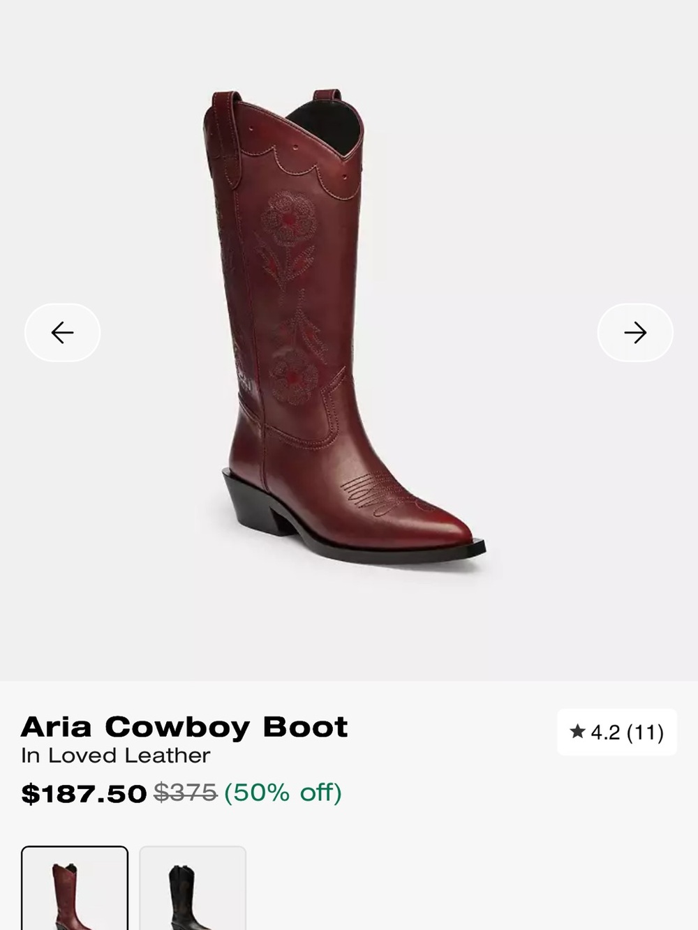 Coach Aria Cowboy Boot - Merlot